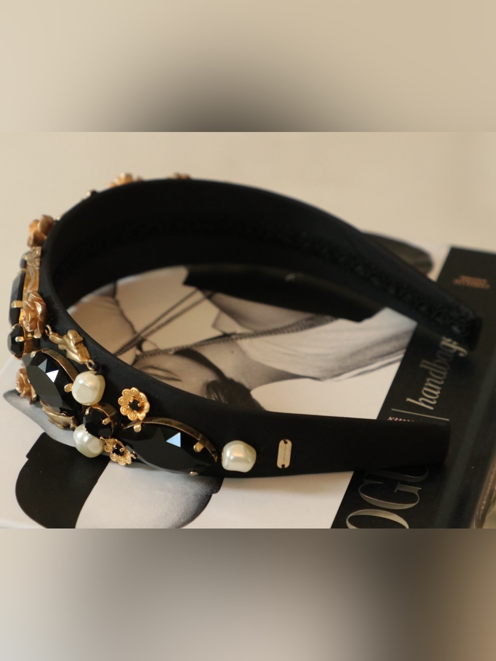 DOLCE & GABBANA Pearl Rose Embellished Headband - Picture 16 of 16